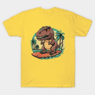 cute dinosaur surfing gift ideas, dino surf kids tees dinosaur surfing tees hoodies gift T-Shirt